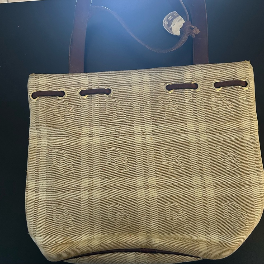 Dooney & Bourke Vintage Canvas Leather Plaid Bucket Shoulder Bag - Picture 8 of 11